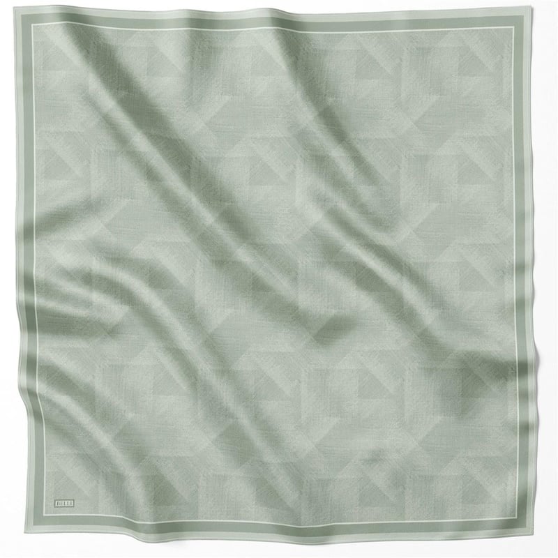 BELLİ GEOMETİK DESEN İPEK EŞARP 4201D (TWILL) MİNT - 35