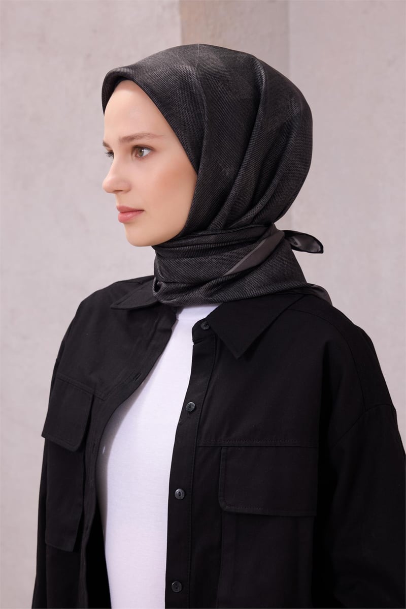 {URUNSEO_TITLE} | BELLI | BELLİ İPEK EŞARP | BELLİ GEOMETİK DESEN İPEK EŞARP 4201D (TWILL) SİYAH - 50