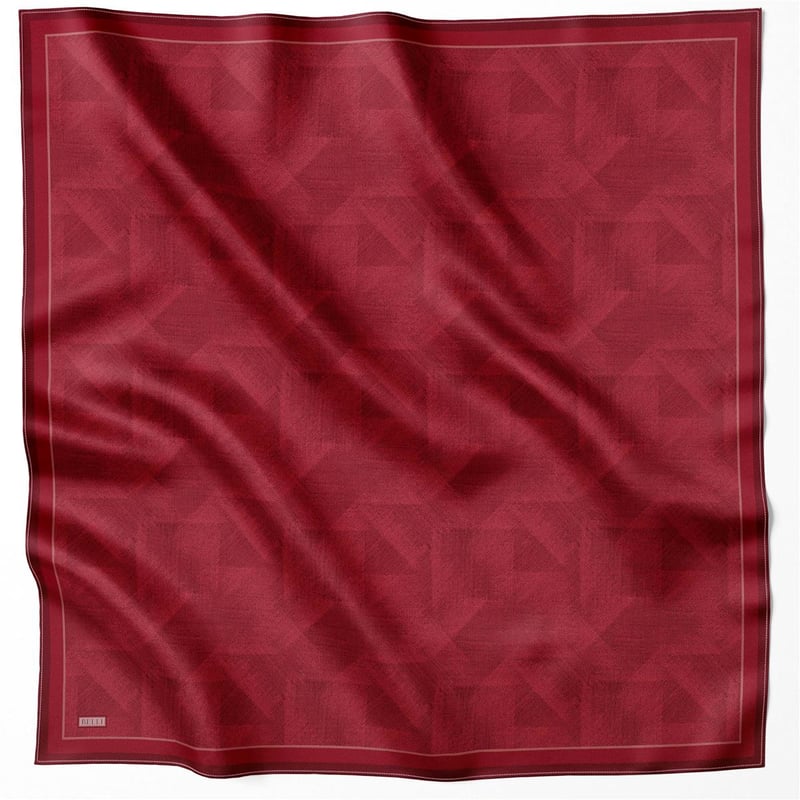 BELLİ GEOMETİK DESEN İPEK EŞARP 4201D (TWILL) BORDO - 37