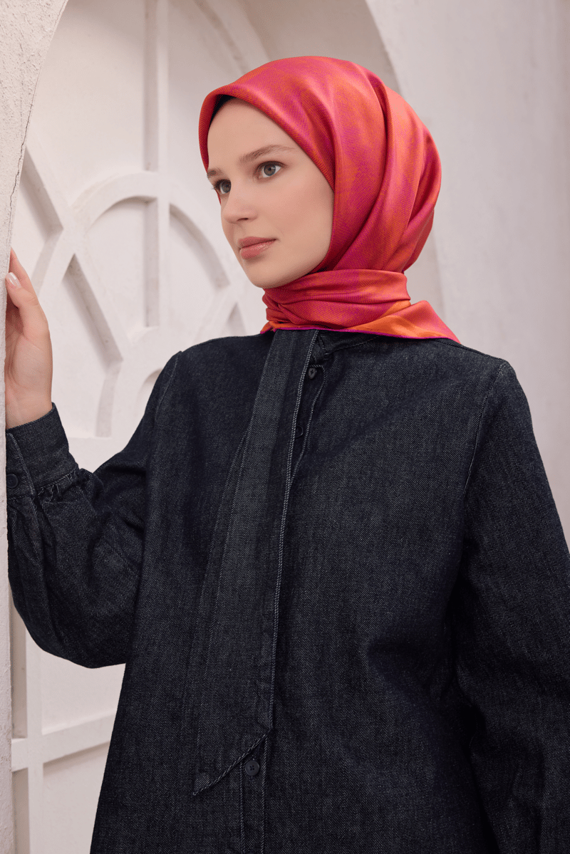 BELLİ GEOMETİK DESEN İPEK EŞARP 4201D (TWILL) MOR - 36