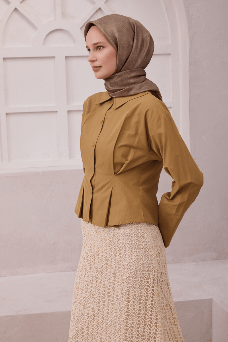 BELLİ GEOMETİK DESEN İPEK EŞARP 4201D (TWILL) VİZON - 46