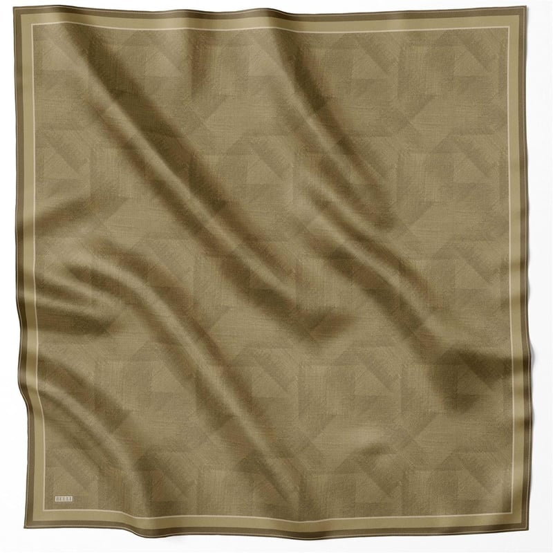 BELLİ GEOMETİK DESEN İPEK EŞARP 4201D (TWILL) HAKİ - 30