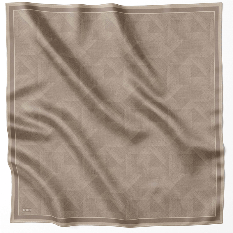 BELLİ GEOMETİK DESEN İPEK EŞARP 4201D (TWILL) VİZON - 46