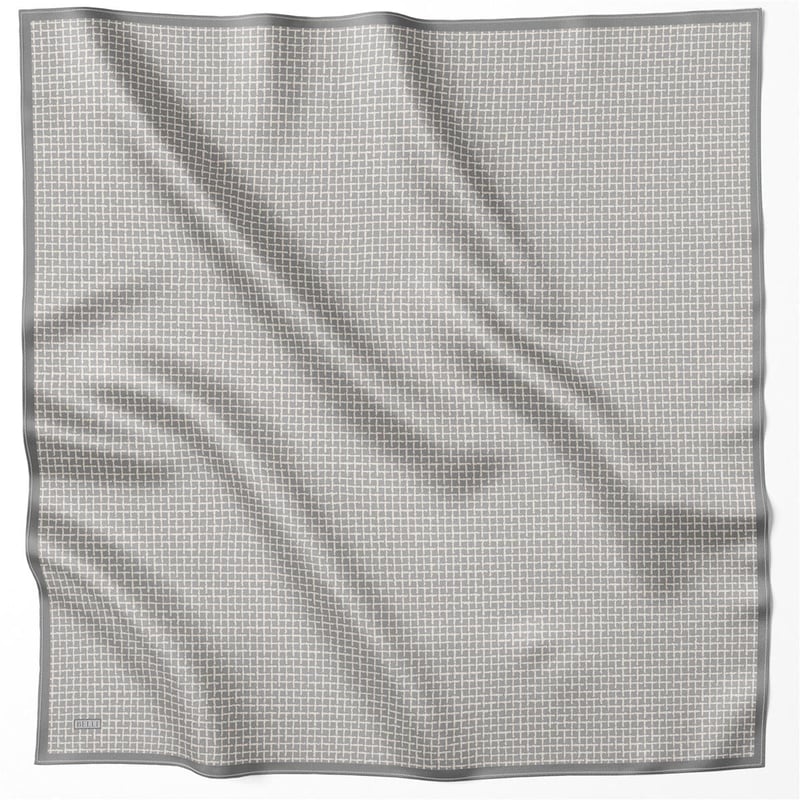 BELLİ GEOMETİK DESEN İPEK EŞARP 4203D (TWILL) GRİ - 32
