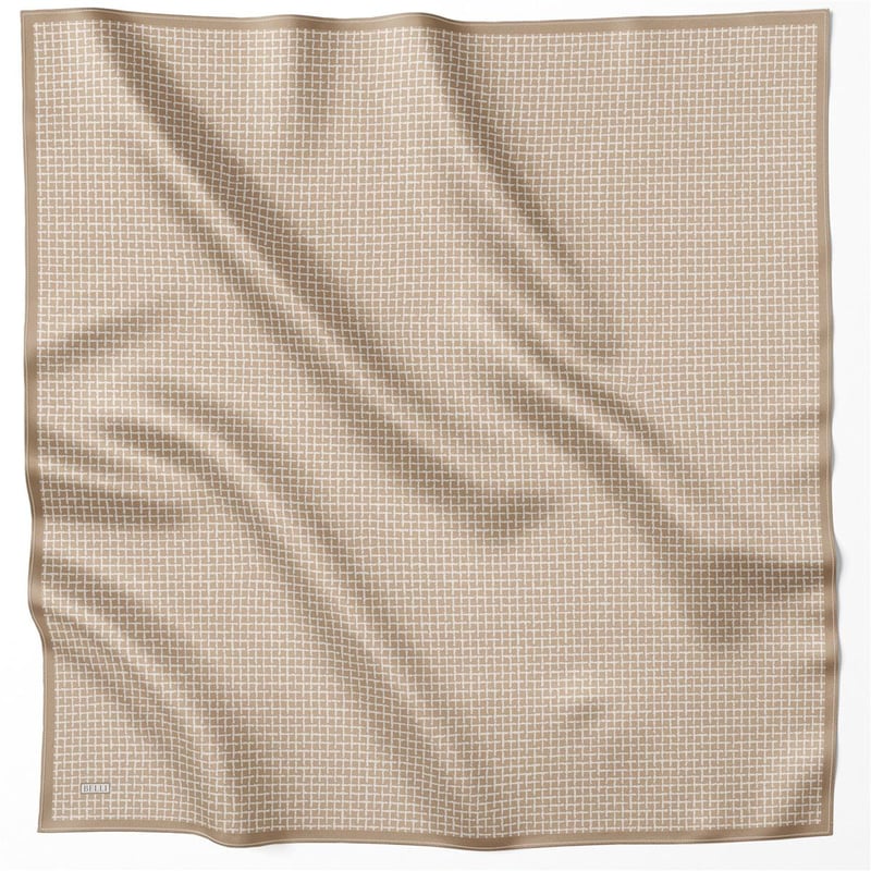 {URUNSEO_TITLE} | BELLI | BELLİ İPEK EŞARP | BELLİ GEOMETİK DESEN İPEK EŞARP 4203D (TWILL) BEJ - 02