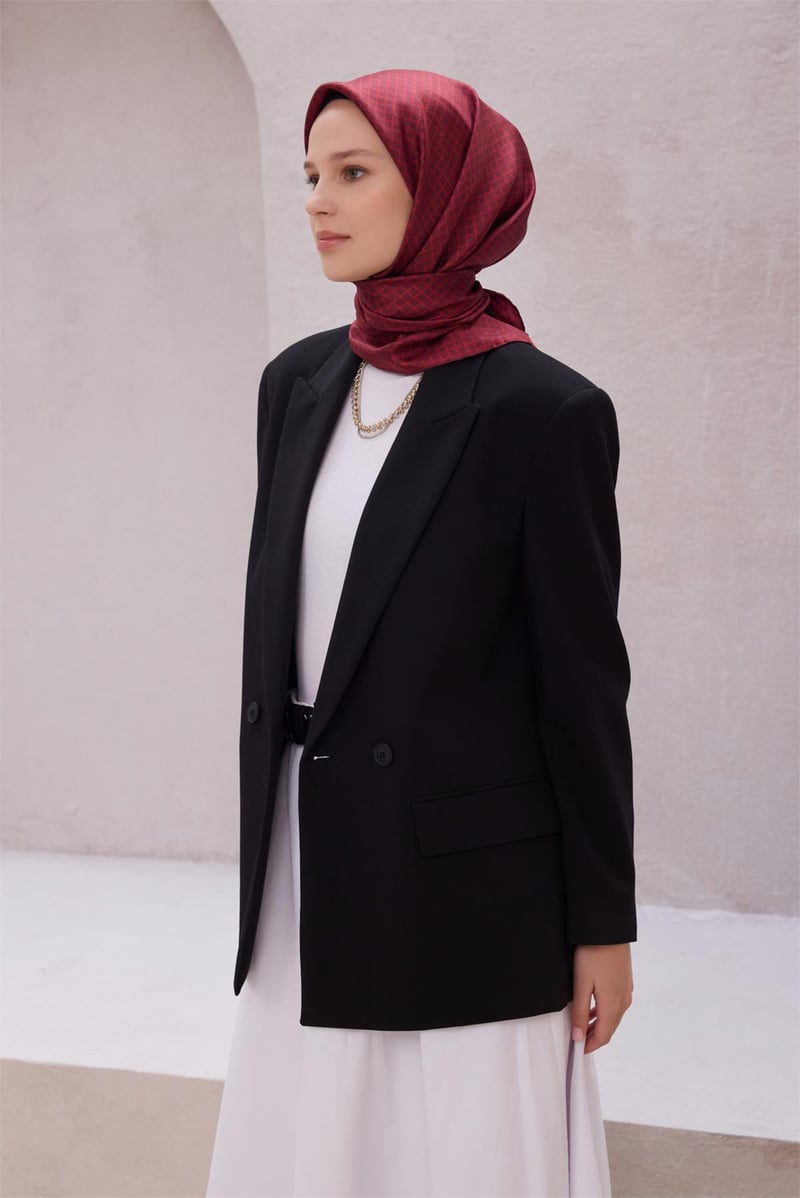 {URUNSEO_TITLE} | BELLI | BELLİ İPEK EŞARP | BELLİ GEOMETİK DESEN İPEK EŞARP 4203D (TWILL) BORDO - 01