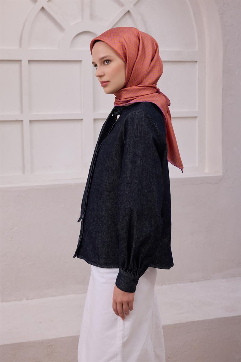 {URUNSEO_TITLE} | BELLI | BELLİ İPEK EŞARP | BELLİ GEOMETİK DESEN İPEK EŞARP 4203D (TWILL) TURUNCU - 37