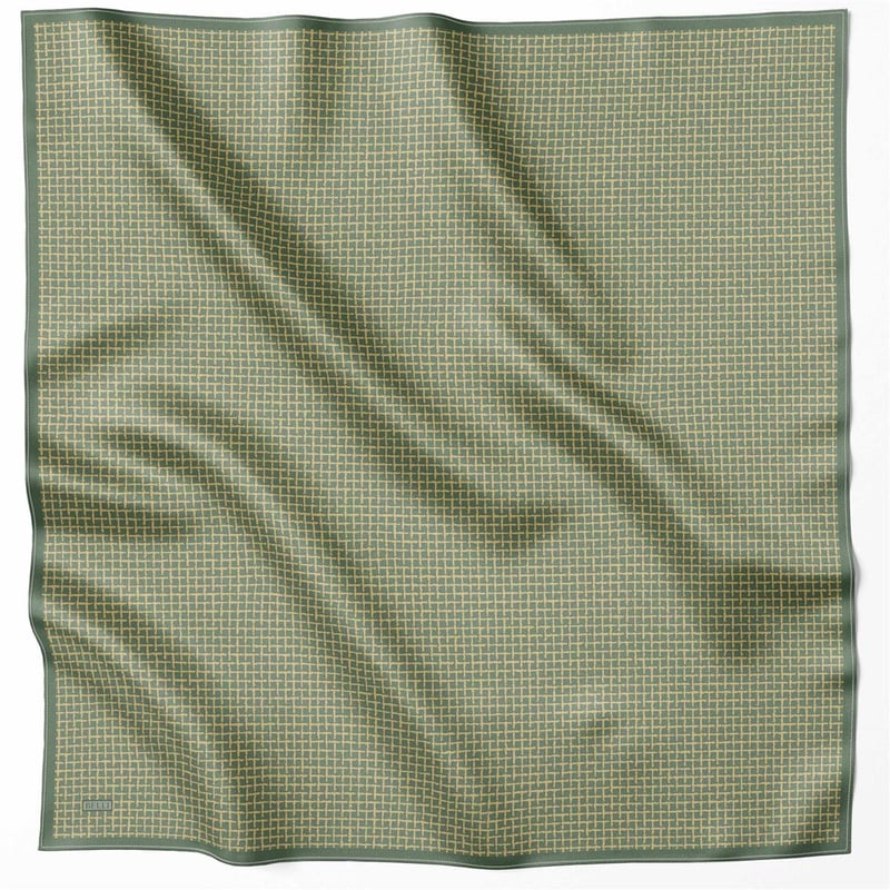 BELLİ GEOMETİK DESEN İPEK EŞARP 4203D (TWILL) HAKİ - 11