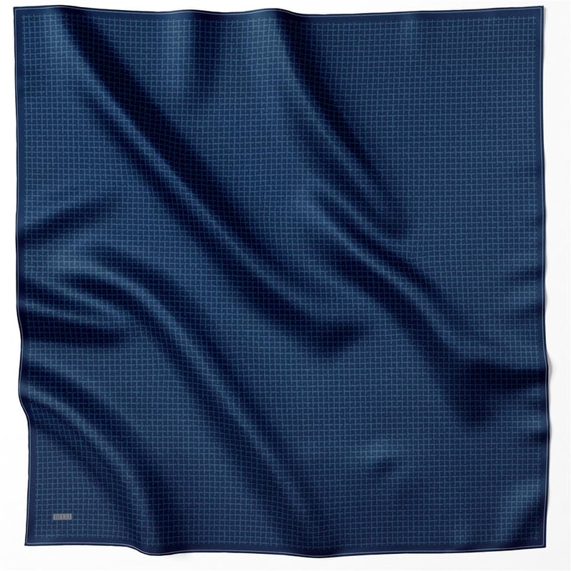 BELLİ GEOMETİK DESEN İPEK EŞARP 4203D (TWILL) LACİVERT - 05