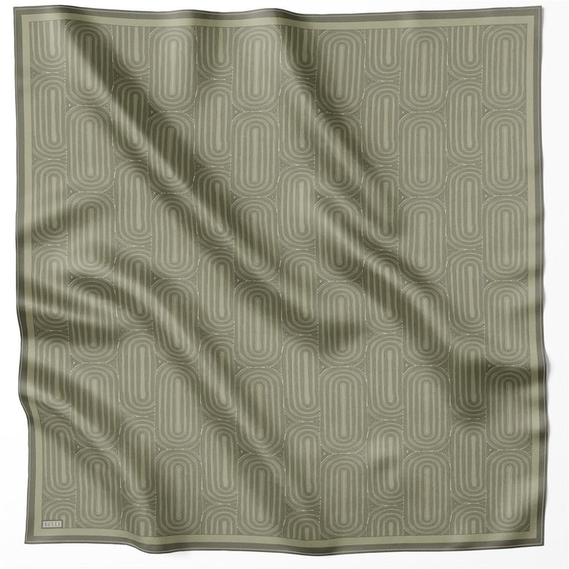 BELLİ GEOMETİK DESEN İPEK EŞARP 4209D (TWILL) HAKİ - 82