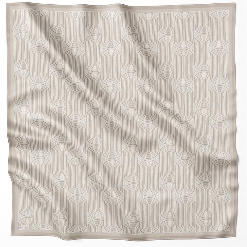 BELLİ GEOMETİK DESEN İPEK EŞARP 4209D (TWILL) BEJ - 80
