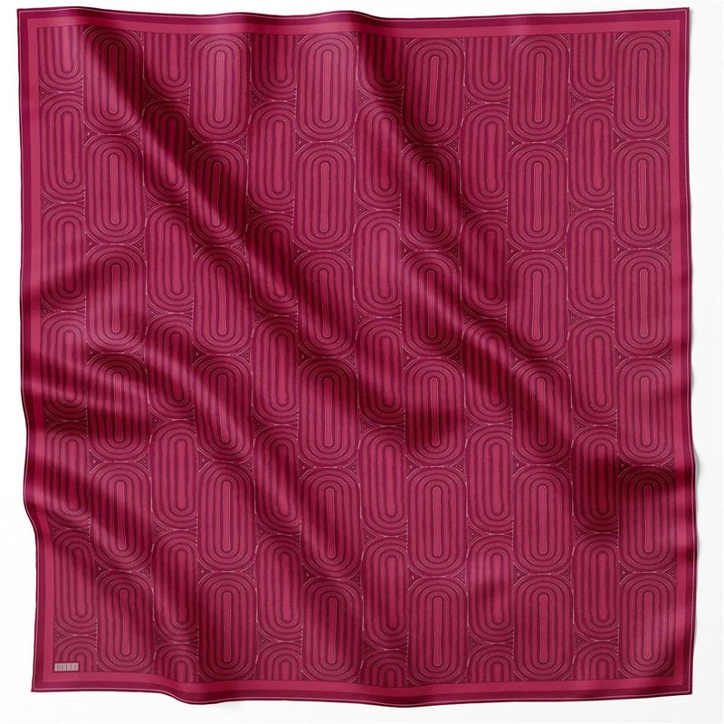 BELLİ GEOMETİK DESEN İPEK EŞARP 4209D (TWILL) BORDO - 50