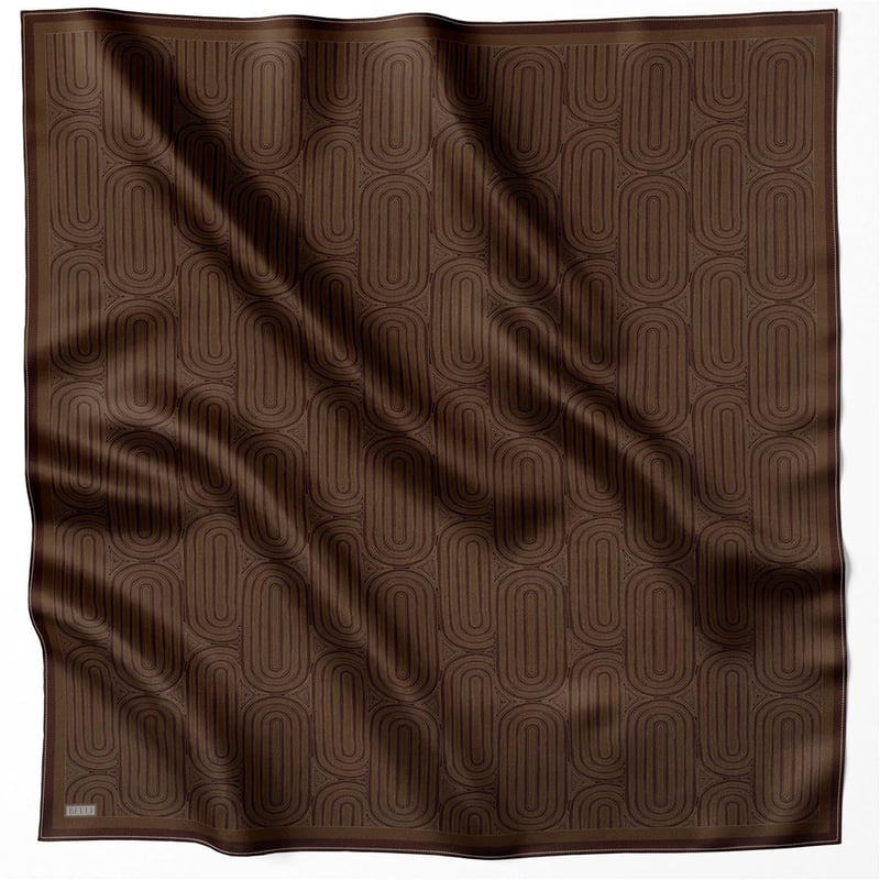 BELLİ GEOMETİK DESEN İPEK EŞARP 4209D (TWILL) KAHVE - 57