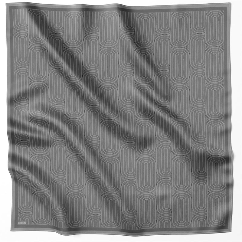 BELLİ GEOMETİK DESEN İPEK EŞARP 4209D (TWILL) GRİ - 88