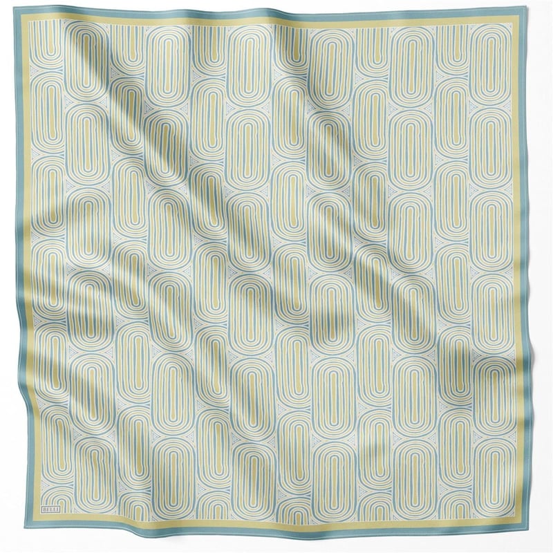 BELLİ GEOMETİK DESEN İPEK EŞARP 4209D (TWILL) YEŞİL - 01