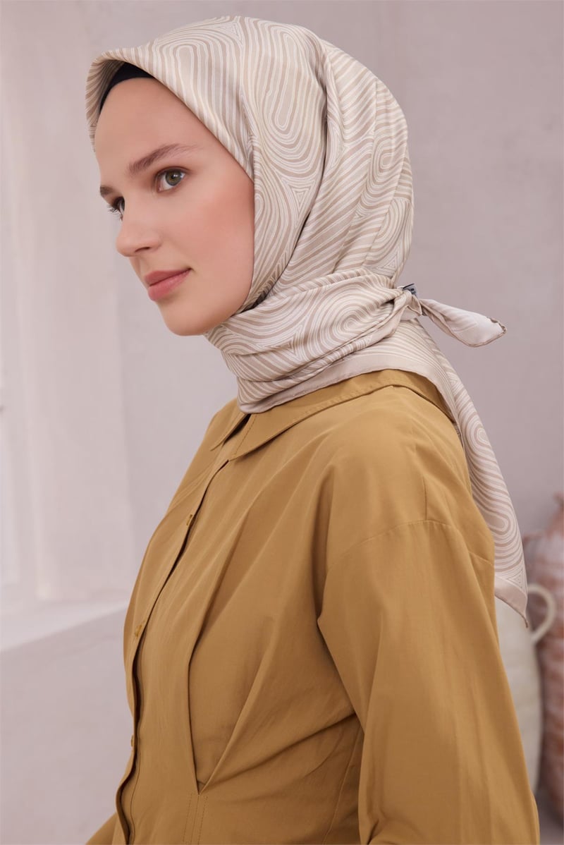 {URUNSEO_TITLE} | BELLI | BELLİ İPEK EŞARP | BELLİ GEOMETİK DESEN İPEK EŞARP 4209D (TWILL) BEJ - 80