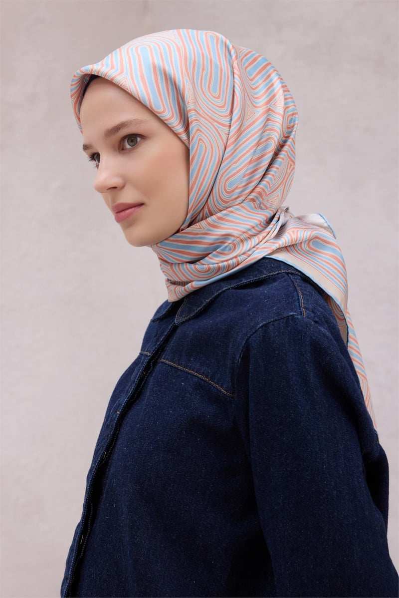 {URUNSEO_TITLE} | BELLI | BELLİ İPEK EŞARP | BELLİ GEOMETİK DESEN İPEK EŞARP 4209D (TWILL) SOMON - 33