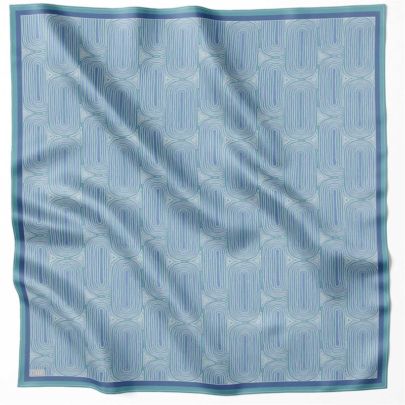 BELLİ GEOMETİK DESEN İPEK EŞARP 4209D (TWILL) MAVİ - 37