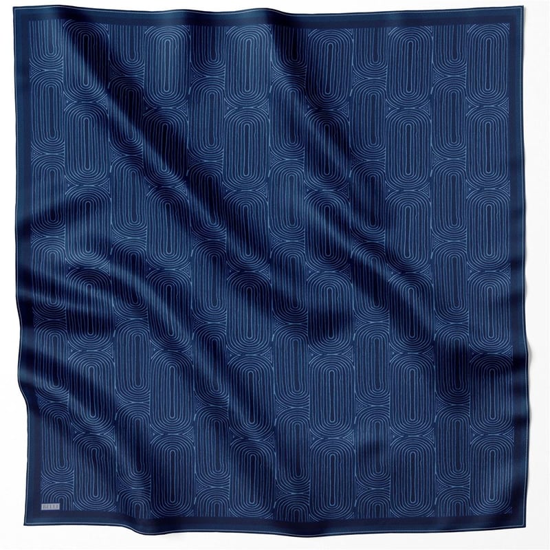 BELLİ GEOMETİK DESEN İPEK EŞARP 4209D (TWILL) LACİVERT - 53