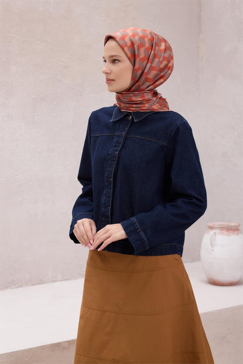 {URUNSEO_TITLE} | BELLI | BELLİ İPEK EŞARP | BELLİ GEOMETİK DESEN İPEK EŞARP 4211D (TWILL) KİREMİT - 34