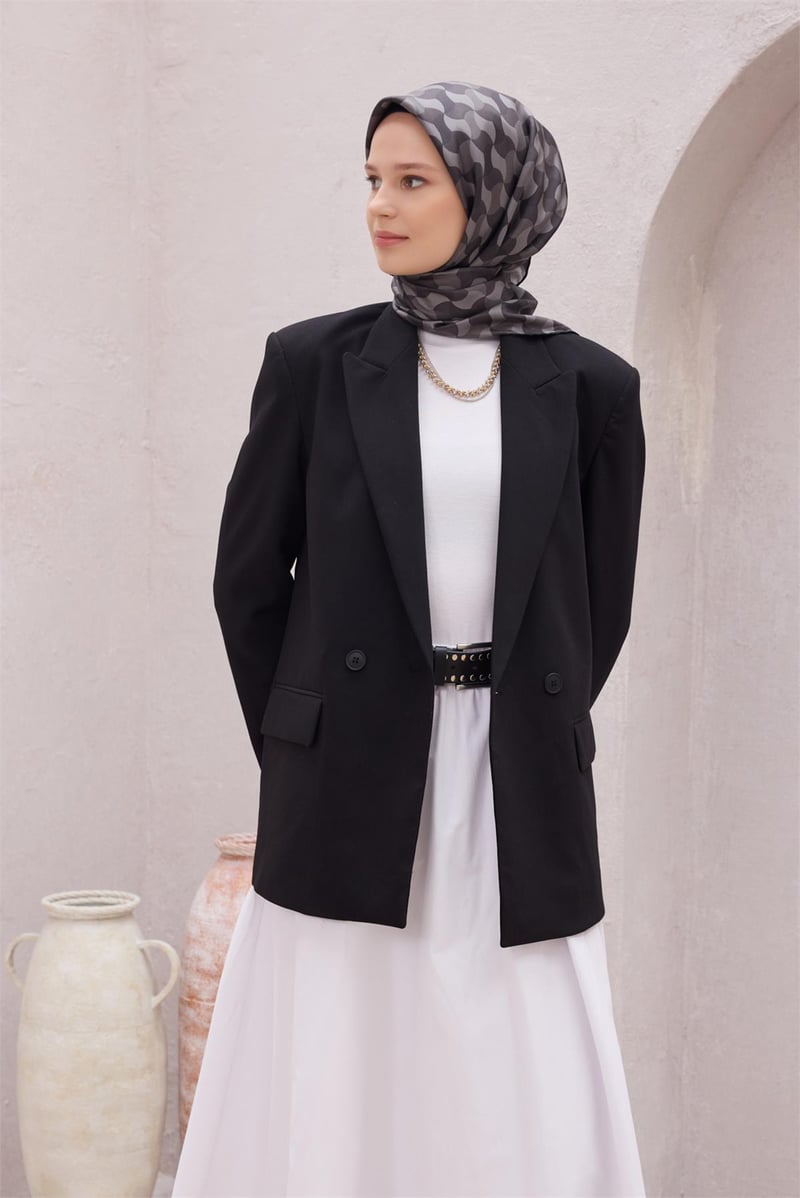 {URUNSEO_TITLE} | BELLI | BELLİ İPEK EŞARP | BELLİ GEOMETİK DESEN İPEK EŞARP 4211D (TWILL) SİYAH - 54