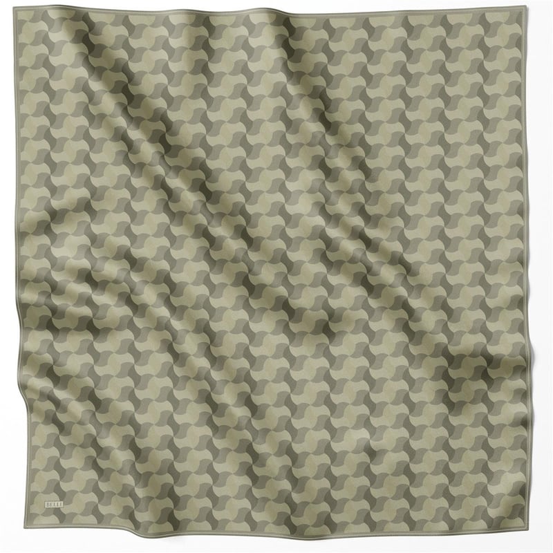 BELLİ GEOMETİK DESEN İPEK EŞARP 4211D (TWILL) HAKİ - 53