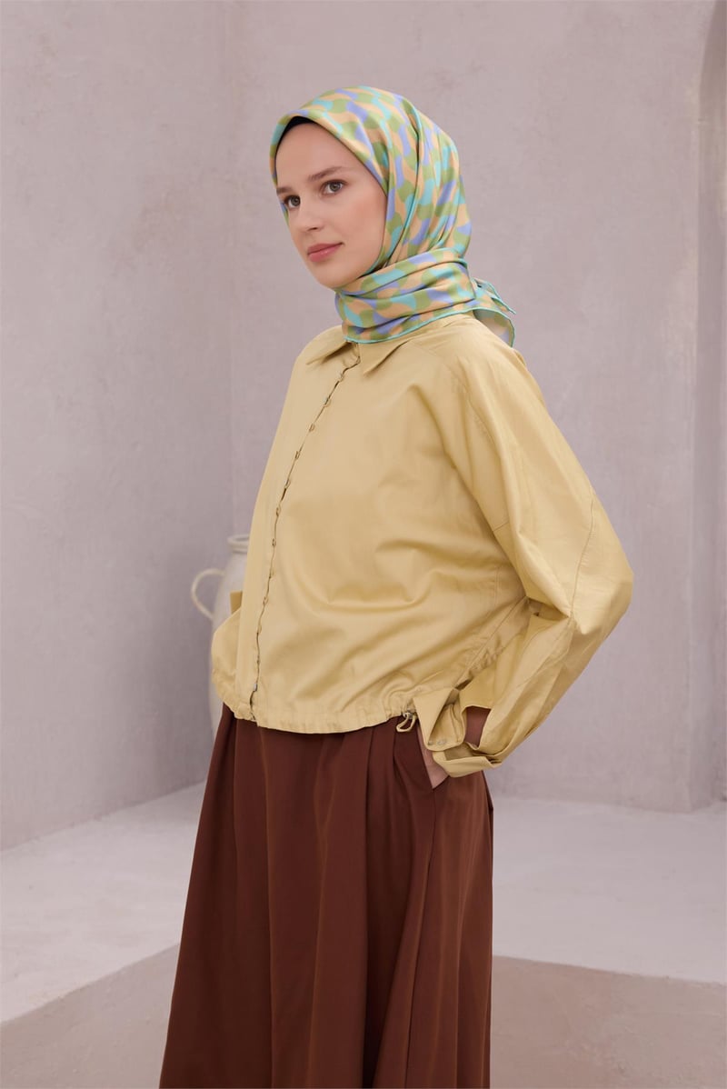 {URUNSEO_TITLE} | BELLI | BELLİ İPEK EŞARP | BELLİ GEOMETİK DESEN İPEK EŞARP 4211D (TWILL) SU YEŞİLİ - 07