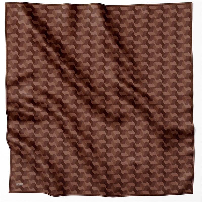 BELLİ GEOMETİK DESEN İPEK EŞARP 4211D (TWILL) KAHVE - 04