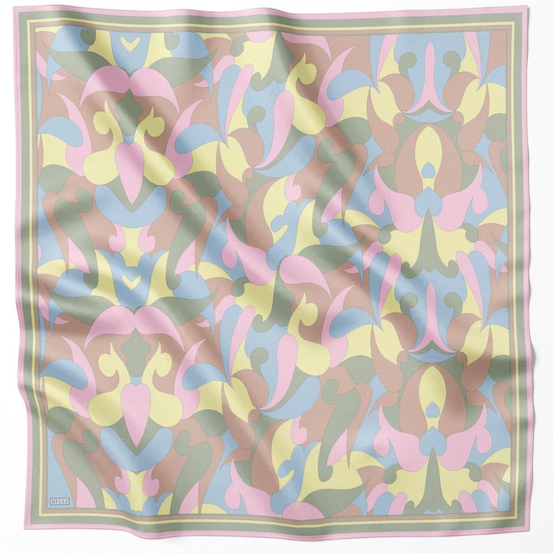 BELLİ GEOMETİK DESEN İPEK EŞARP 4213D (TWILL) PUDRA - 50