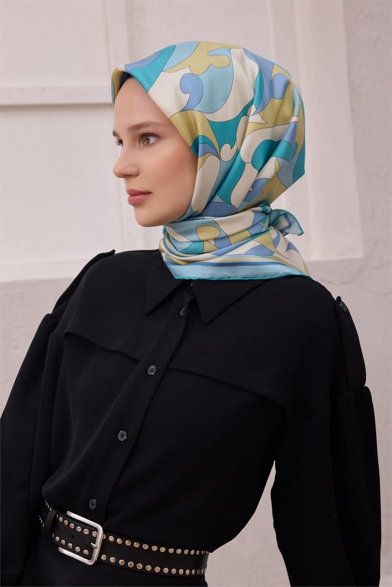 {URUNSEO_TITLE} | BELLI | BELLİ İPEK EŞARP | BELLİ GEOMETİK DESEN İPEK EŞARP 4213D (TWILL) BEBE MAVİSİ - 38