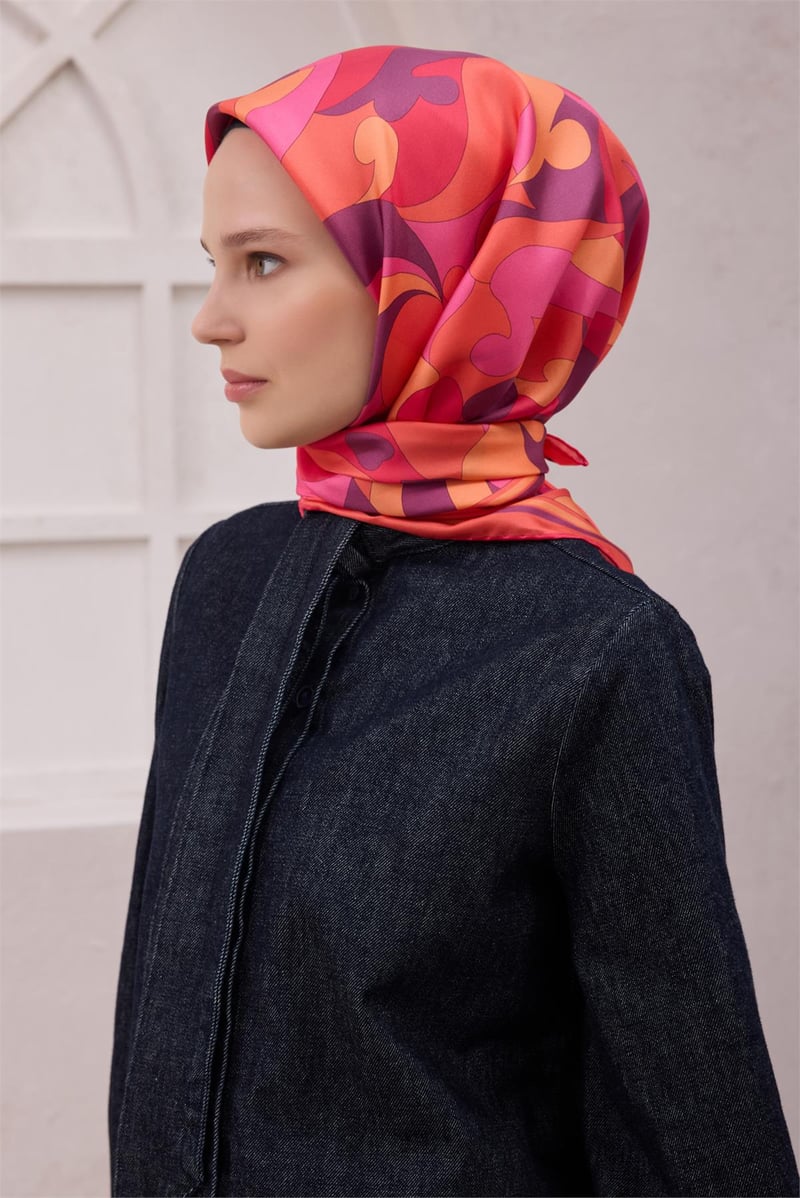 {URUNSEO_TITLE} | BELLI | BELLİ İPEK EŞARP | BELLİ GEOMETİK DESEN İPEK EŞARP 4213D (TWILL) PEMBE - 81