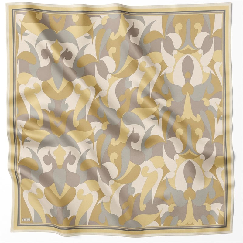 BELLİ GEOMETİK DESEN İPEK EŞARP 4213D (TWILL) SARI - 35