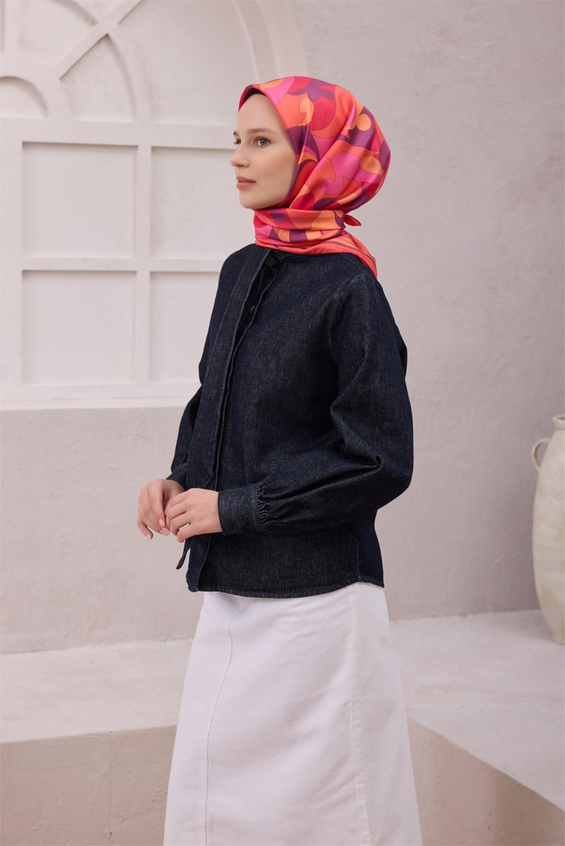 {URUNSEO_TITLE} | BELLI | BELLİ İPEK EŞARP | BELLİ GEOMETİK DESEN İPEK EŞARP 4213D (TWILL) PEMBE - 81