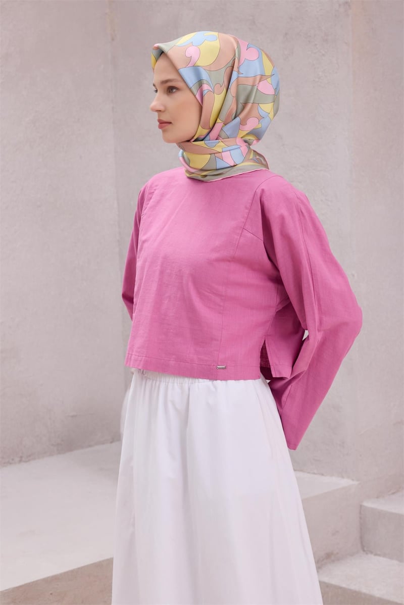 {URUNSEO_TITLE} | BELLI | BELLİ İPEK EŞARP | BELLİ GEOMETİK DESEN İPEK EŞARP 4213D (TWILL) PUDRA - 50