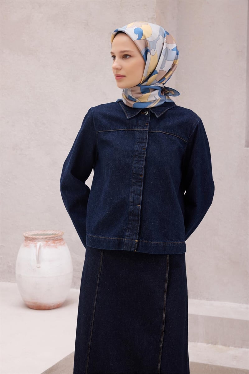 {URUNSEO_TITLE} | BELLI | BELLİ İPEK EŞARP | BELLİ GEOMETİK DESEN İPEK EŞARP 4213D (TWILL) İNDİGO - 58