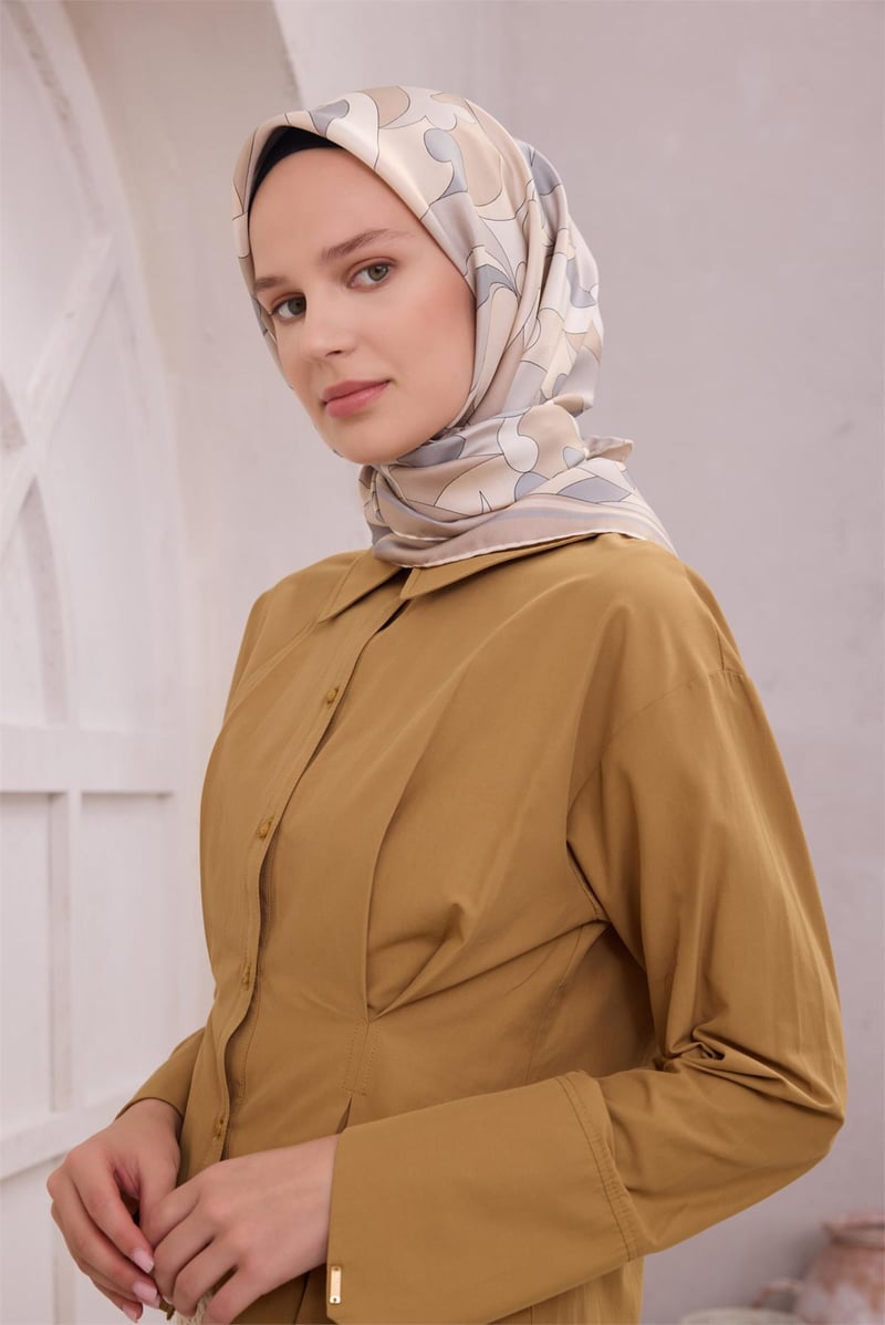 {URUNSEO_TITLE} | BELLI | BELLİ İPEK EŞARP | BELLİ GEOMETİK DESEN İPEK EŞARP 4213D (TWILL) GRİ - 84