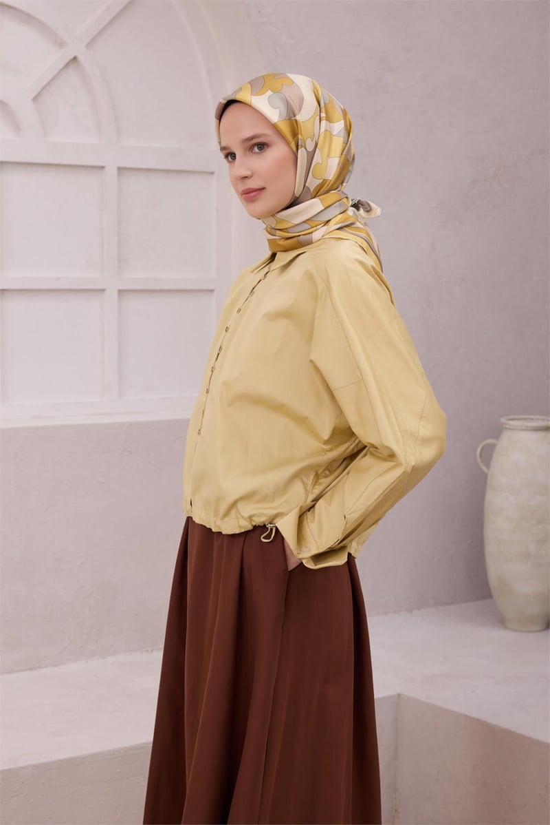 {URUNSEO_TITLE} | BELLI | BELLİ İPEK EŞARP | BELLİ GEOMETİK DESEN İPEK EŞARP 4213D (TWILL) SARI - 35