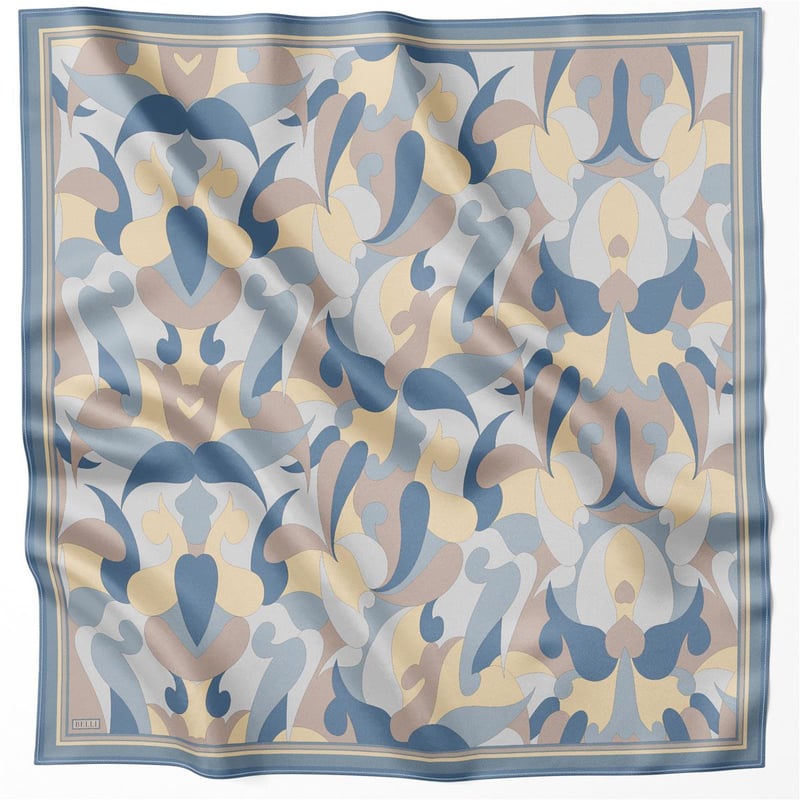 {URUNSEO_TITLE} | BELLI | BELLİ İPEK EŞARP | BELLİ GEOMETİK DESEN İPEK EŞARP 4213D (TWILL) İNDİGO - 58