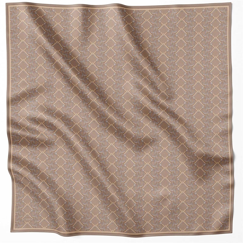 BELLİ GEOMETİK DESEN İPEK EŞARP 4214D (TWILL) SÜTLÜ KAHVE - 05