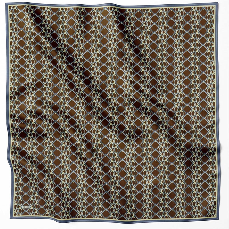 BELLİ GEOMETİK DESEN İPEK EŞARP 4214D (TWILL) KAHVE - 81