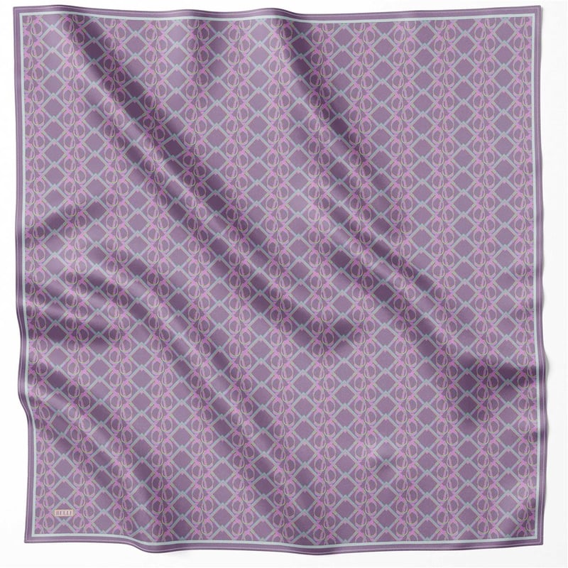 BELLİ GEOMETİK DESEN İPEK EŞARP 4214D (TWILL) LİLA - 34