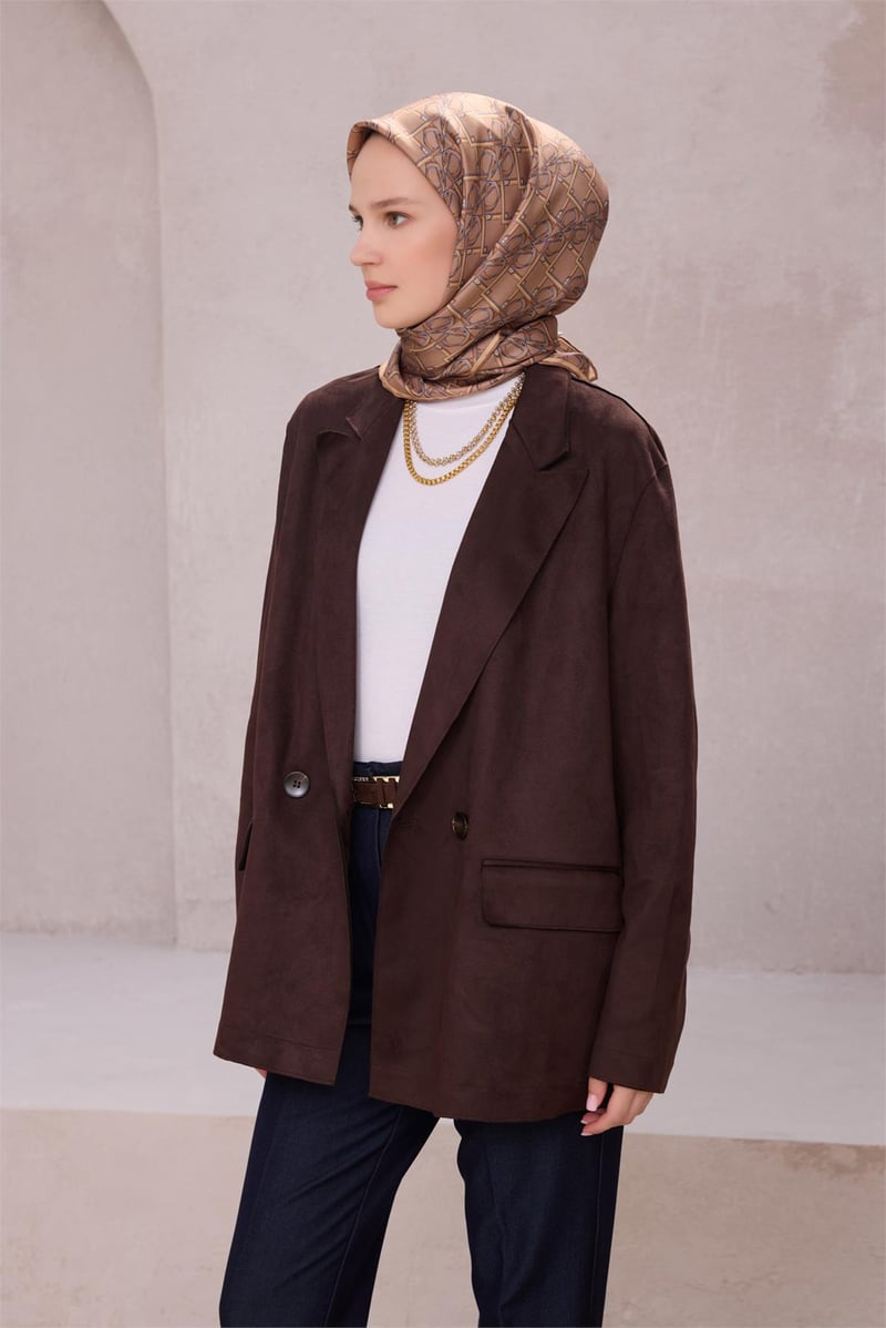 {URUNSEO_TITLE} | BELLI | BELLİ İPEK EŞARP | BELLİ GEOMETİK DESEN İPEK EŞARP 4214D (TWILL) SÜTLÜ KAHVE - 05