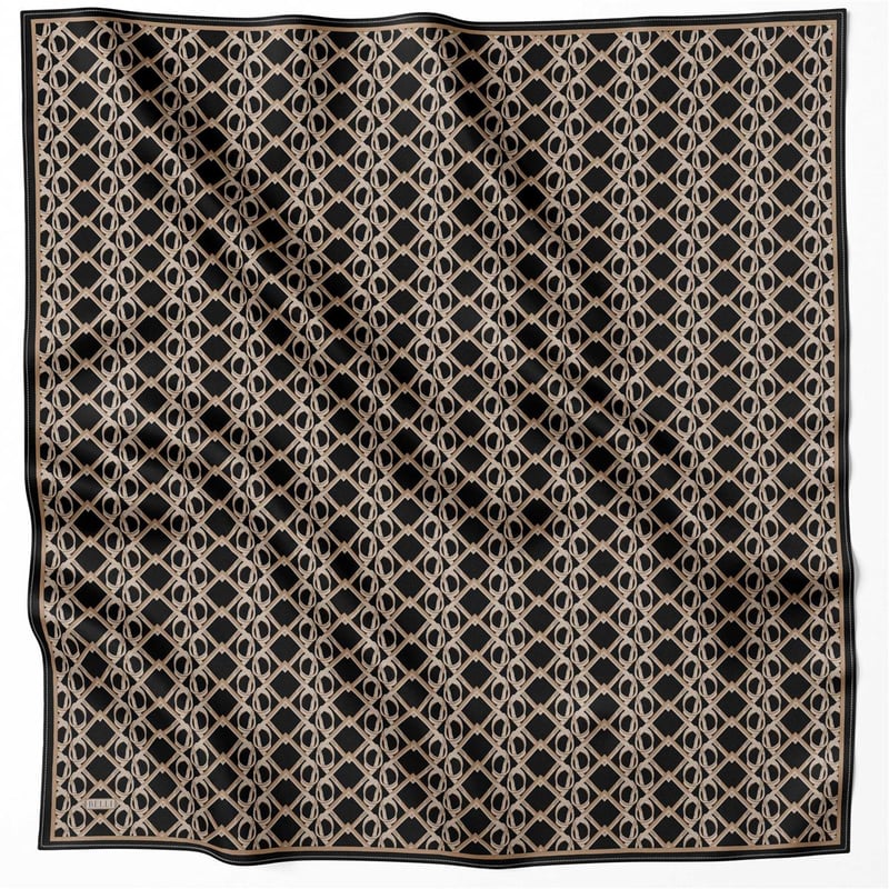 BELLİ GEOMETİK DESEN İPEK EŞARP 4214D (TWILL) SİYAH - 86