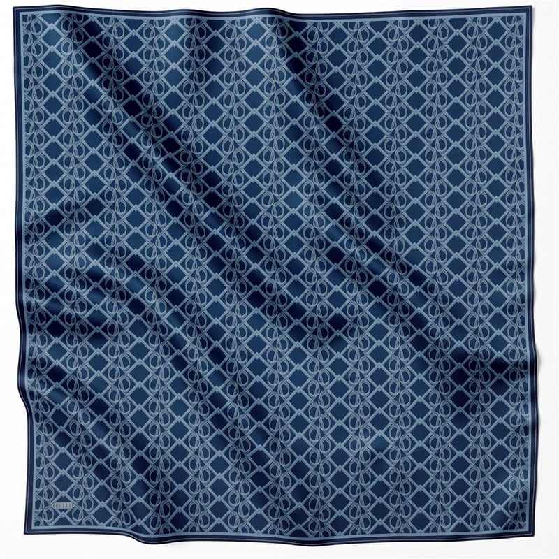 BELLİ GEOMETİK DESEN İPEK EŞARP 4214D (TWILL) LACİVERT - 82