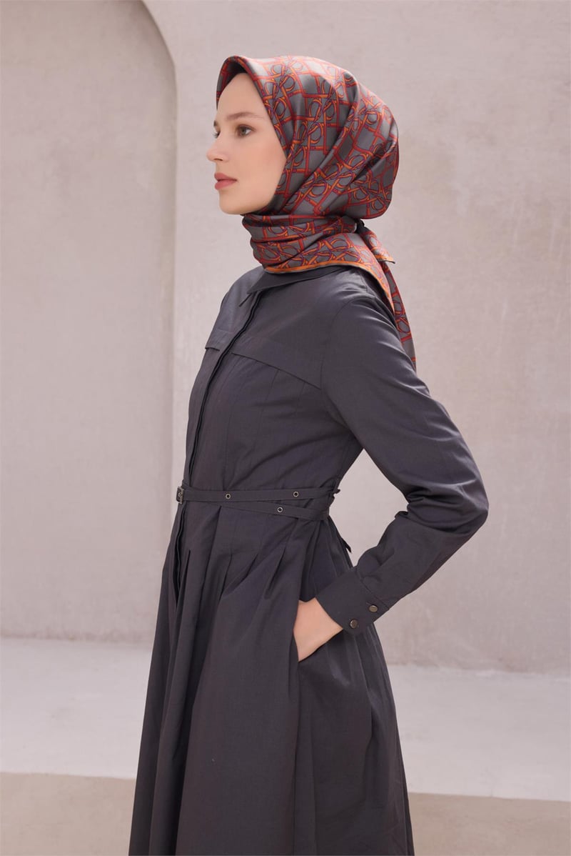 {URUNSEO_TITLE} | BELLI | BELLİ İPEK EŞARP | BELLİ GEOMETİK DESEN İPEK EŞARP 4214D (TWILL) GRİ MOR - 04