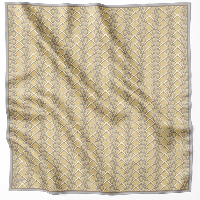 BELLİ GEOMETİK DESEN İPEK EŞARP 4214D (TWILL) SARI - 38