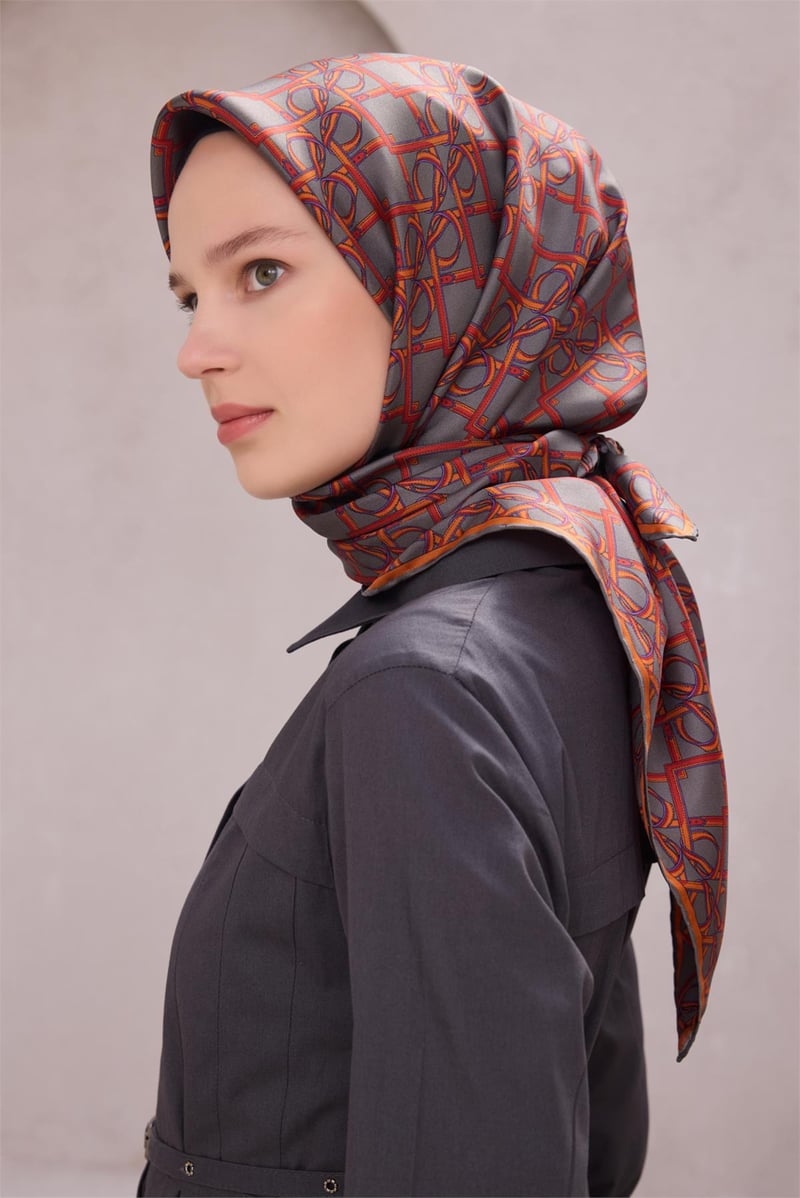{URUNSEO_TITLE} | BELLI | BELLİ İPEK EŞARP | BELLİ GEOMETİK DESEN İPEK EŞARP 4214D (TWILL) GRİ MOR - 04