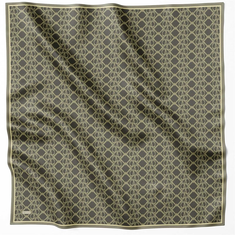 BELLİ GEOMETİK DESEN İPEK EŞARP 4214D (TWILL) HAKİ - 84