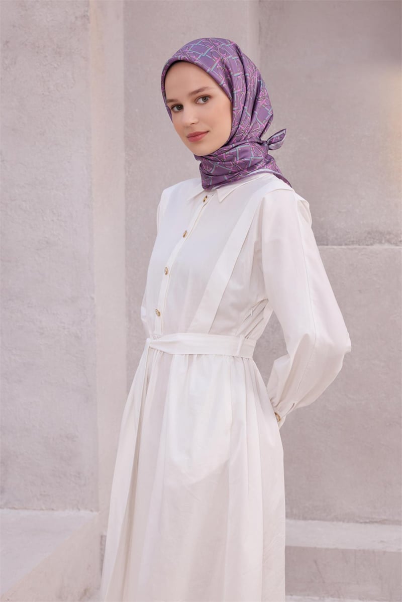 {URUNSEO_TITLE} | BELLI | BELLİ İPEK EŞARP | BELLİ GEOMETİK DESEN İPEK EŞARP 4214D (TWILL) LİLA - 34
