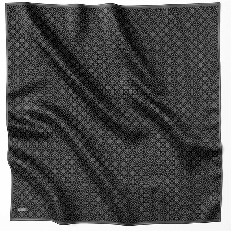 BELLİ GEOMETİK DESEN İPEK EŞARP 4215D (TWILL) ANTRASİT - 59